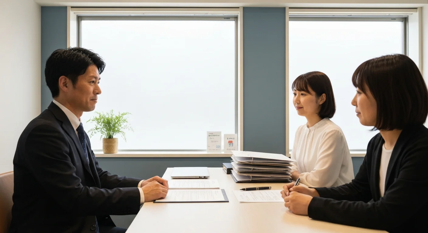 書類とペンが整えられた相談用テーブル